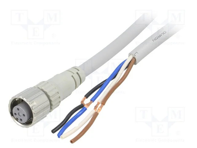 Cabo de Conexão, M12, Pin: 4, Simples, 2m, Ficha, 250vac, 4a, Pvc