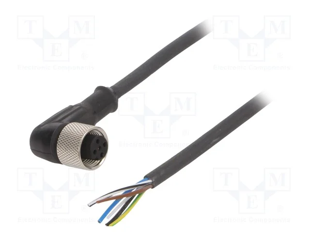 Cabo de Conexão, M12, Pin: 5, Angular, 5m, Ficha, 24vac, 4a, -25÷70c