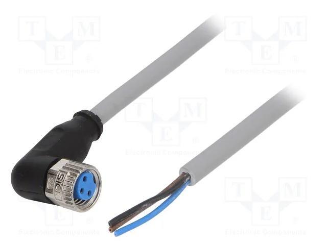 Cabo de Conexão, M8, Pin: 3, Angular, 5m, Ficha, 60vac, 4a, -30÷80c
