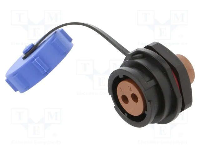 Tomada, SY17, fêmea, PIN: 2, com a tapa protector.