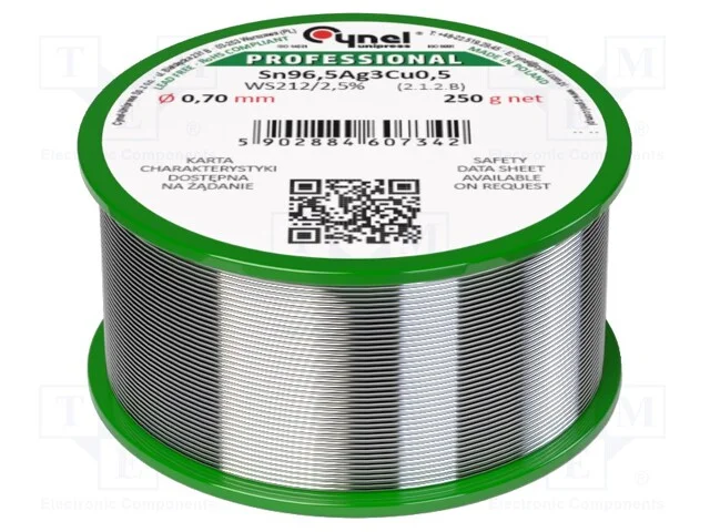 Arame de Solda, Sn96,5ag3cu0,5, 0,7mm, 250g, Sem Chumbo, Bobina