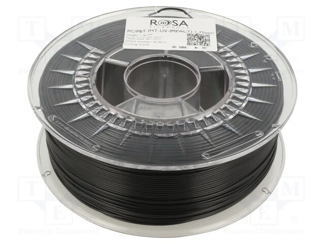 Filamento: PC/PBT, 1,75mm, preta, 240÷260C, 1kg