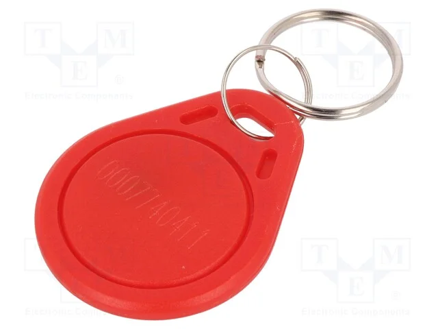 Porta-chaves RFID, pl&aacute;stico, vermelha, 125kHz, 8B.