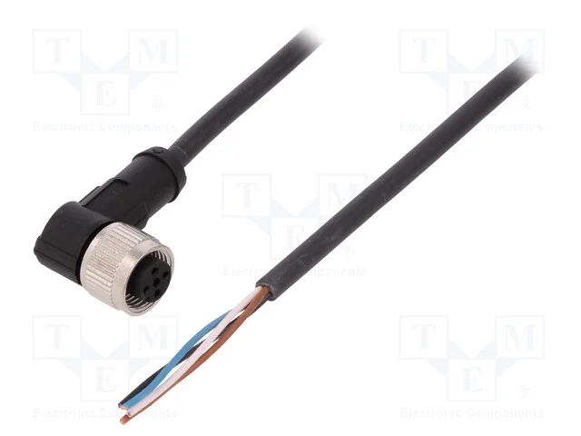 Cabo de Conexão, M12, Pin: 4, Angular, 5m, Ficha, 250vac, 4a, Pur