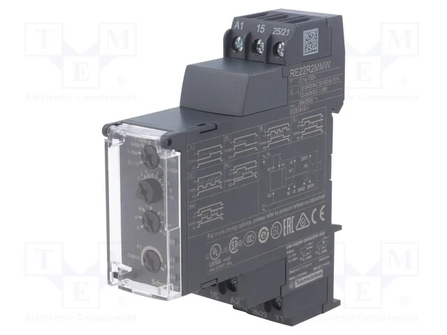 Relé temporizado, 0,05s÷100h, DPDT, 250VAC/8A, Ut.