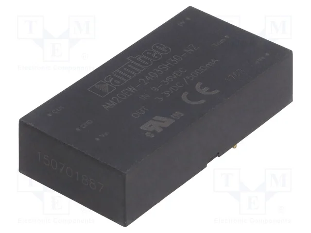 Indutor: DC/DC, 20W, Uent: 9&divide;36V, Usai: 3,3VDC, I.