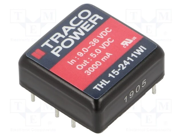 Indutor: Dc/Dc, 15w, Uent: 9&divide;36v, Usai: 5vdc, Isai: 3000ma, 1x1