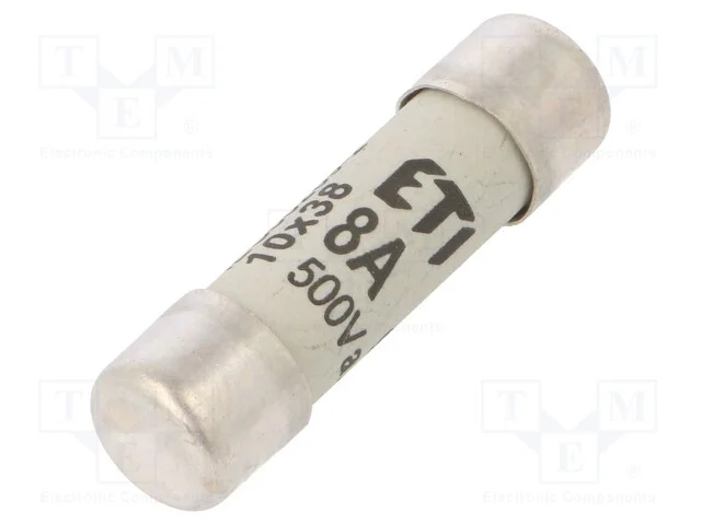 Fusível: baixa tensão, gG, 8A, 500VAC, cilíndrico.
