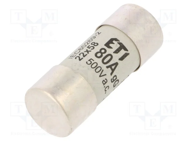 Fusível: baixa tensão, gG, 80A, 500VAC, cilíndric.