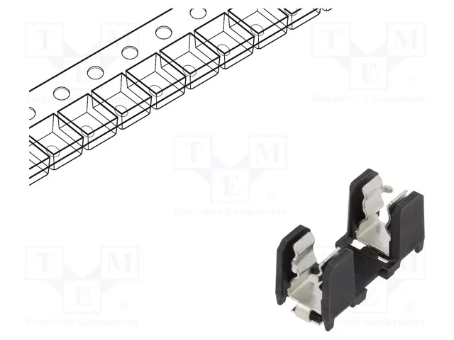 Tomada, fusíveis cilíndricos, SMT, -40÷85C, 10A, .