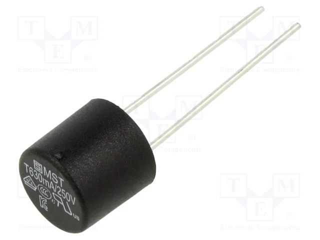 Fusível: Baixa Tensão, Retardado, 630ma, 250vac, Pcb,Tht, Tr5