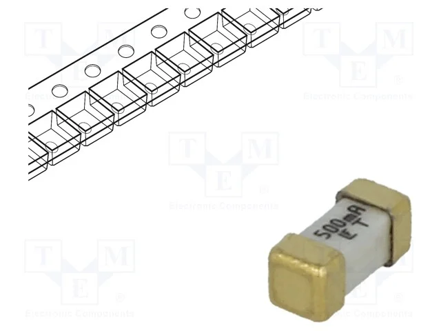 Fusível: baixa tensão, retardado, 500mA, 125VAC, .