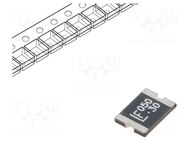 Fusível: de polímero PTC, rápido, 0,5A, 30V, 30VD.
