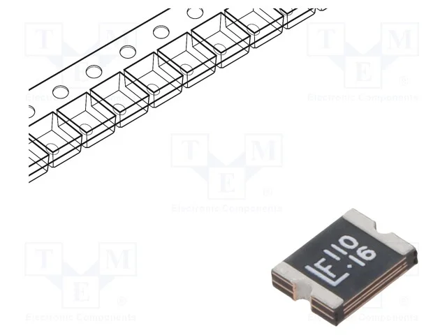 Fusível: de polímero PTC, rápido, 1,1A, 16V, 16VD.