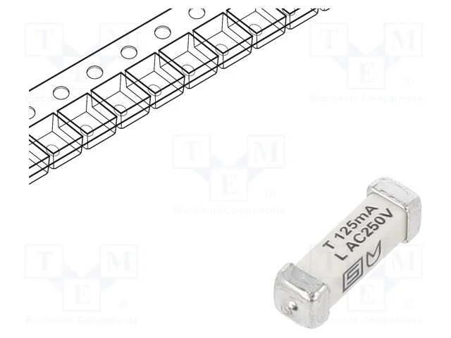 Fusível: baixa tensão, retardado, 125mA, 250VAC, .