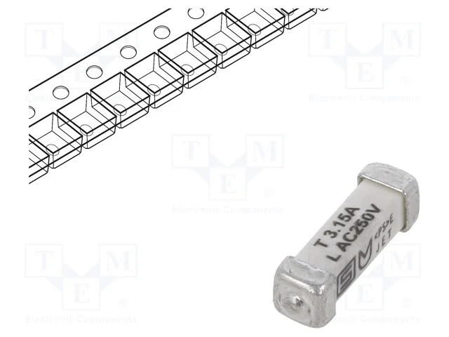 Fusível: baixa tensão, retardado, 3,15A, 250VAC, .
