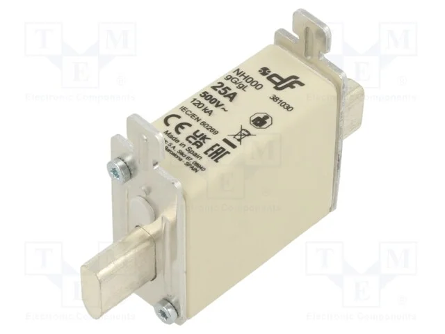 Fusível: Baixa Tensão, Gg, 25a, 500vac, 250vdc, Cerâmico, Nh000