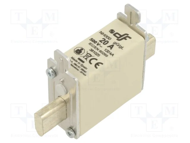Fusível: Baixa Tensão, Gg, 20a, 500vac, 250vdc, Cerâmico, Nh000