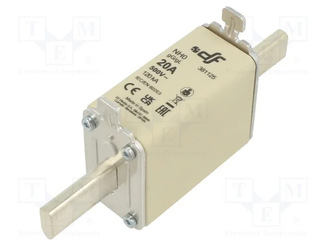 Fusível: Baixa Tensão, Gg, 20a, 500vac, 250vdc, Cerâmico, Nh0