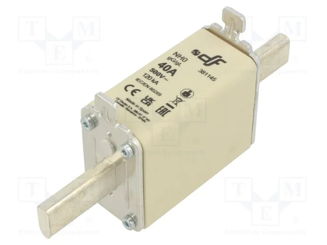 Fusível: Baixa Tensão, Gg, 40a, 500vac, 250vdc, Cerâmico, Nh0