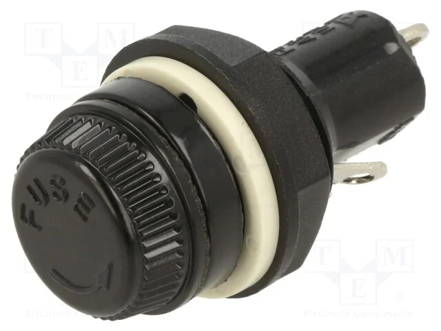 Tomada, 5x20mm, 10A, no painel, 250VAC, Abe: 14mm.