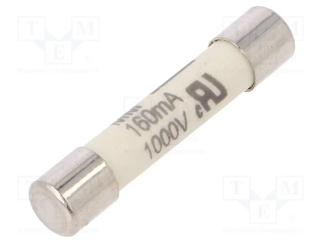 Fusível: baixa tensão, super-imediato, 160mA, 1kV.