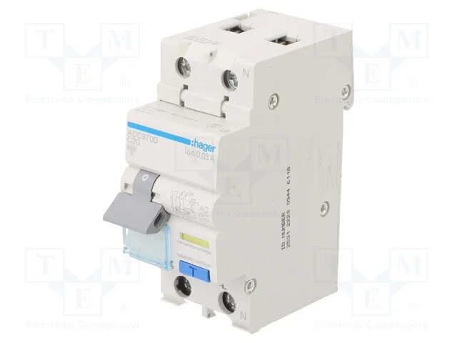 Interruptor de Circuito Diferencial, Inom: 20a, Polos: 1+N, Ip20