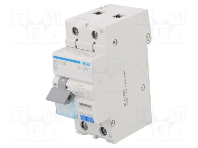 Interruptor de Circuito Diferencial, Inom: 16a, Polos: 1+N, Ip20