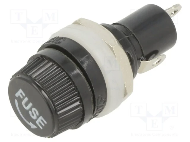 Tomada com Revestimento, Fus&iacute;veis Cil&iacute;ndricos, 5mm, 10a, Preta