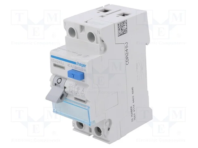 Interruptor de Corrente Diferencial, Inom: 40a, Polos: 1+N, Ip20