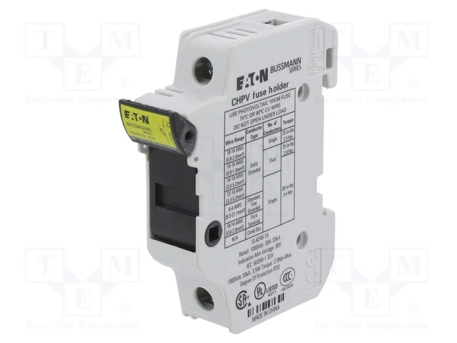 Tomada, 10,3x38mm, para Trilho Din, 30a, Polos: 1, 1kvdc, -20&divide;120c