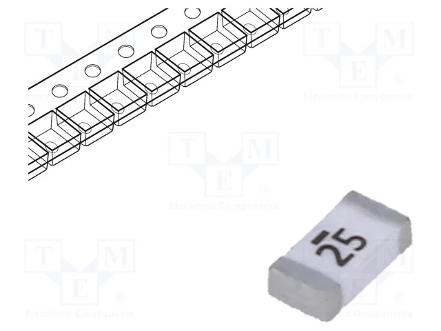 Fusível: baixa tensão, retardado, 25A, 63VDC, SMD.