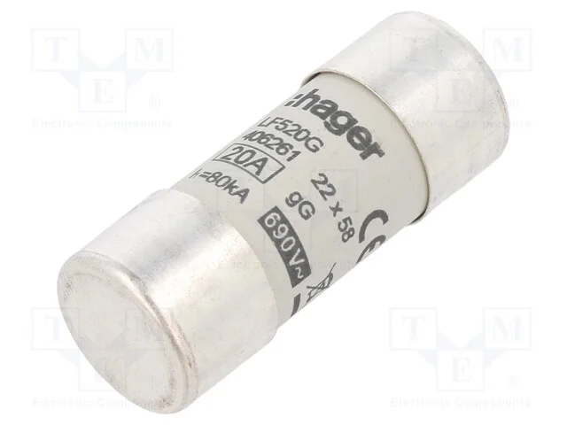 Fusível: Baixa Tensão, Gg, 20a, 690vac, Cilíndrico,Industrial