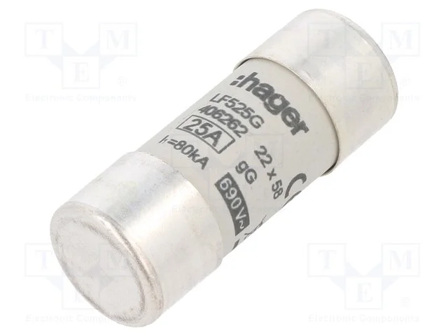 Fusível: Baixa Tensão, Gg, 25a, 690vac, Cilíndrico,Industrial