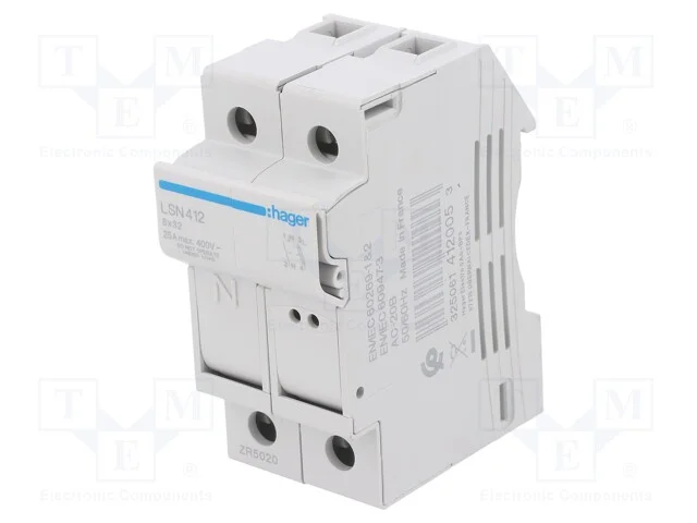 Interruptor de Fusível, 8x32mm, para Trilho Din, 25a, 400v, Ip20