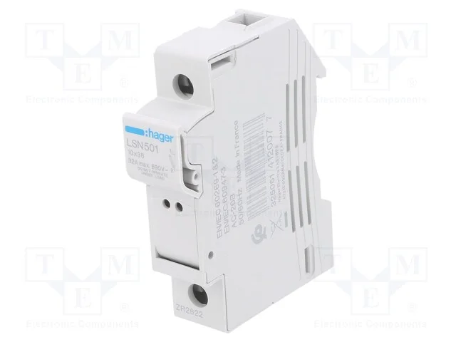 Interruptor de Fusível, 10x38mm, para Trilho Din, 32a, 690v, Ip20