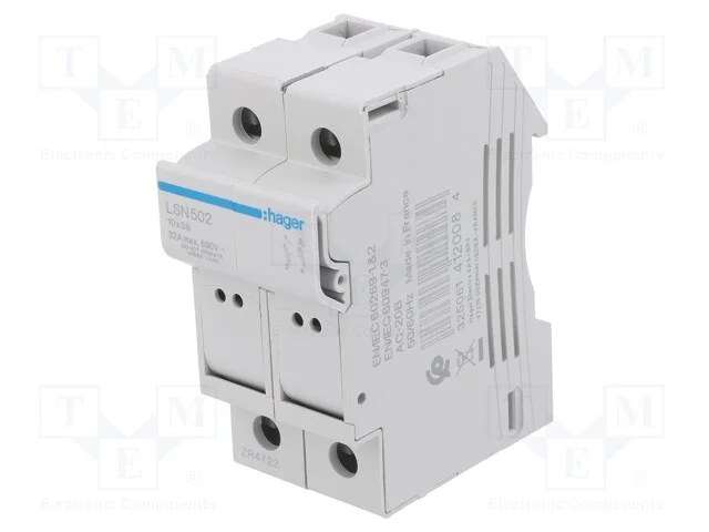 Interruptor de Fusível, 10x38mm, para Trilho Din, 32a, 690v, Ip20