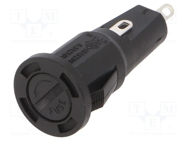 Tomada, 5x20mm, 6,3A, no painel, 250VAC, UL94V-2,.