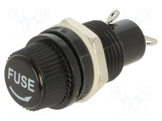 Tomada, 5x20mm, 10A, no painel, 250VAC, UL94V-2, .