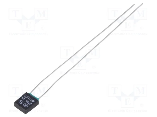 Fusível: Térmico, 2a, 6x6,5x2,8mm, 110c, L55mm