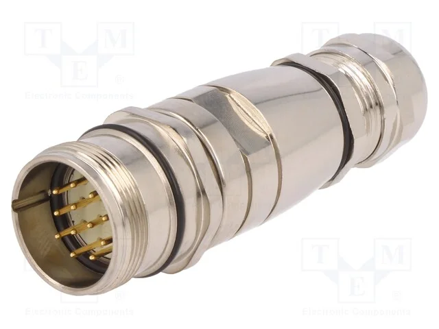 Conector: M23, Ficha, Pin: 12, Macho, Solda, com Cabo, Simples, 8a