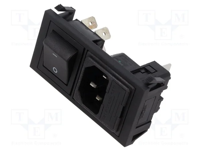 Conector: de alimentação, tomada, macho, 10A, 250.