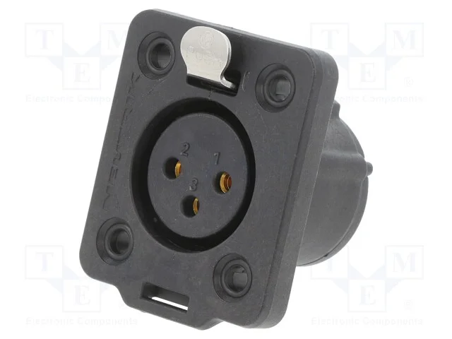 Tomada, Xlr, Fêmea, Pin: 3, Simples, com o Botão, Solda, Preta, 6a