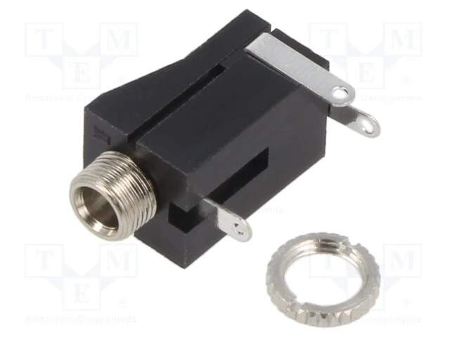 Tomada, Jack 3,5mm, Fêmea, Mono, Faixas: 2, Angulares 90, para Pcb