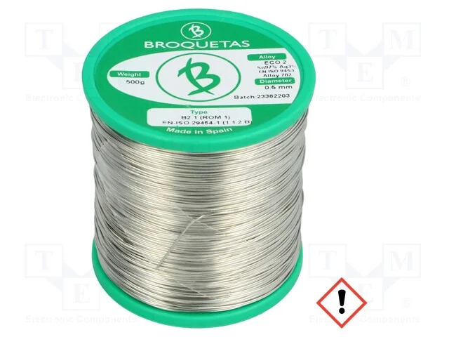 Arame de Solda, Sn97ag3, 0,5mm, 500g, Sem Chumbo, Bobina, 221c