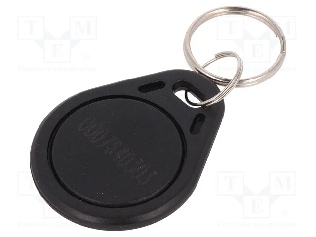 Porta-chaves RFID, pl&aacute;stico, preta, 125kHz, 8BROM