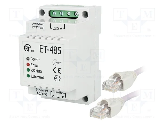 Conversor, Rs485/Ethernet, 10/100 Base-T,Rs485, 100mbps, 230vac