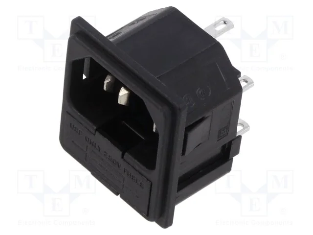 Conector: de alimentação, tomada, macho, 10A, 250.
