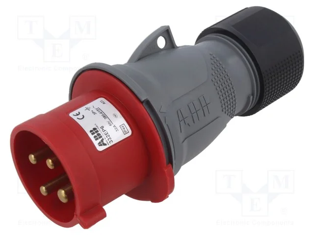 Conector: de alimenta&ccedil;&atilde;o AC 3 fases, ficha, macho.