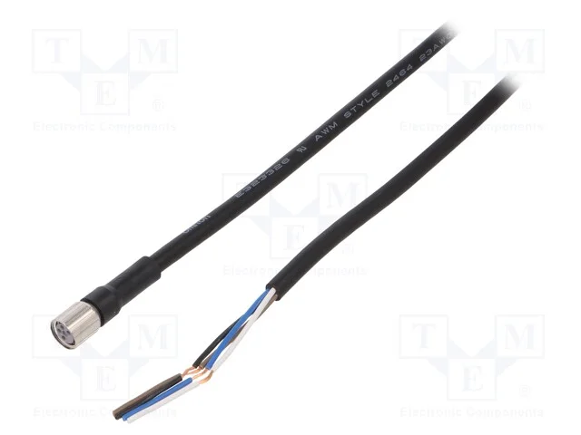 Cabo de Conexão, M8, Pin: 4, Simples, Compr: 5m, Ficha, 1a, -10÷80c